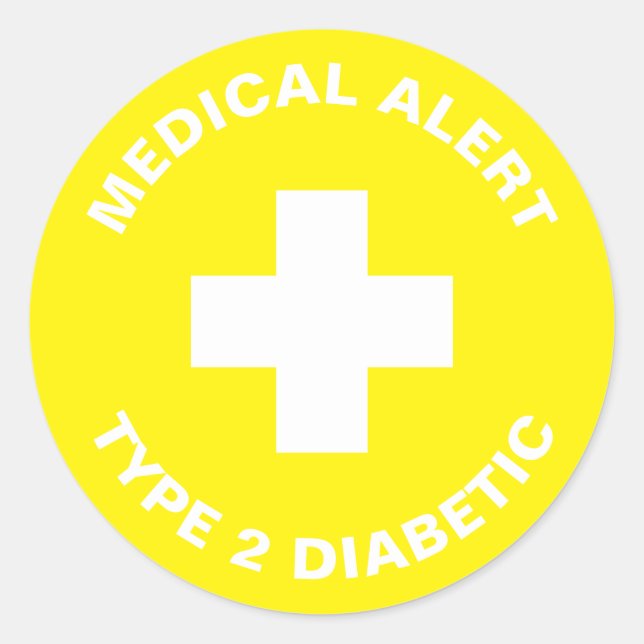Diabetes Medizinischer Warnhinweis Typ 2 Diabetike Runder Aufkleber (Vorderseite)