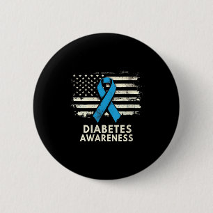 Diabetes mellitus Monat Blue USA Flaggen Ribb Button