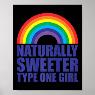 Diabetes Natuerlich süßer Typ-1-Girl-Regenbogen Poster