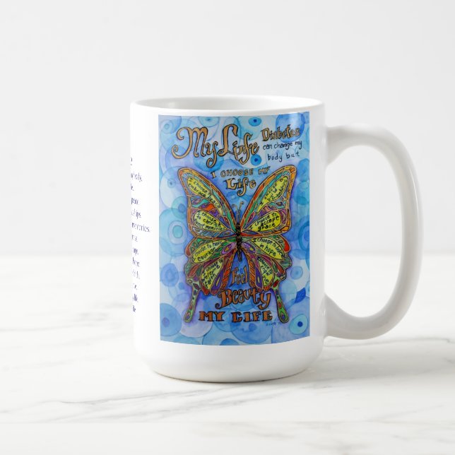 Diabetes Rainbow Butterfly und Gedicht Cups oder T Kaffeetasse (Rechts)