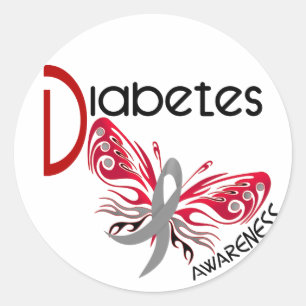 Diabetes SCHMETTERLING 3 Runder Aufkleber