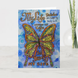 Diabetes-Schmetterling mit Mitteilungskarten des B