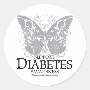 Diabetes-Schmetterling Runder Aufkleber