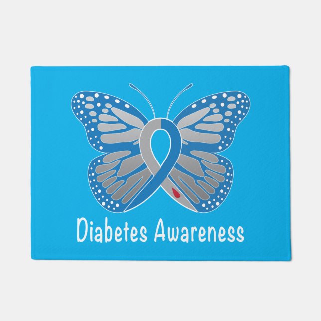 Diabetes-Schmetterlings-Bewusstsein Fußmatte (Vorderseite)
