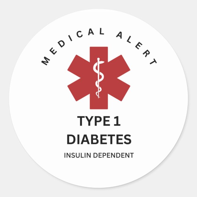DIABETES-STICKER DES TYPS 1 RUNDER AUFKLEBER (Vorderseite)