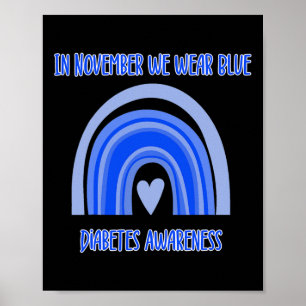 Diabetes T1D Awareness Monat Blauer Regenbogen Rib Poster