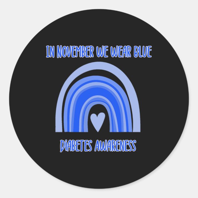 Diabetes T1D Awareness Monat Blauer Regenbogen Rib Runder Aufkleber (Vorderseite)