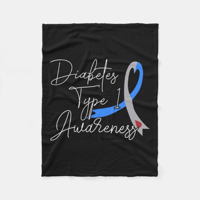 Diabetes Typ 1 Bewusstsein gibt blaues und graues  Fleecedecke (Vorderseite)