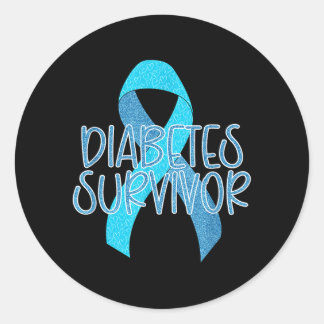Diabetes-Überlebender Blaues Band Diabetes-Bewusst Runder Aufkleber