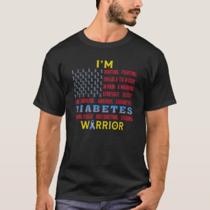 Diabetes Warrior American US Flag Diabetes Awarene T-Shirt