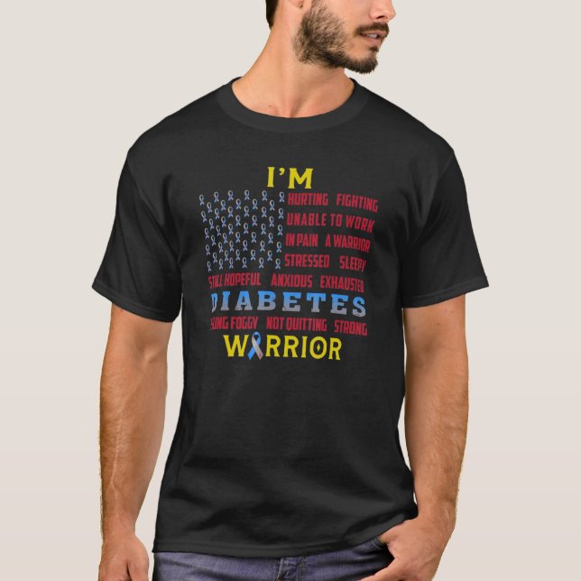 Diabetes Warrior American US Flag Diabetes Awarene T-Shirt (Vorderseite)