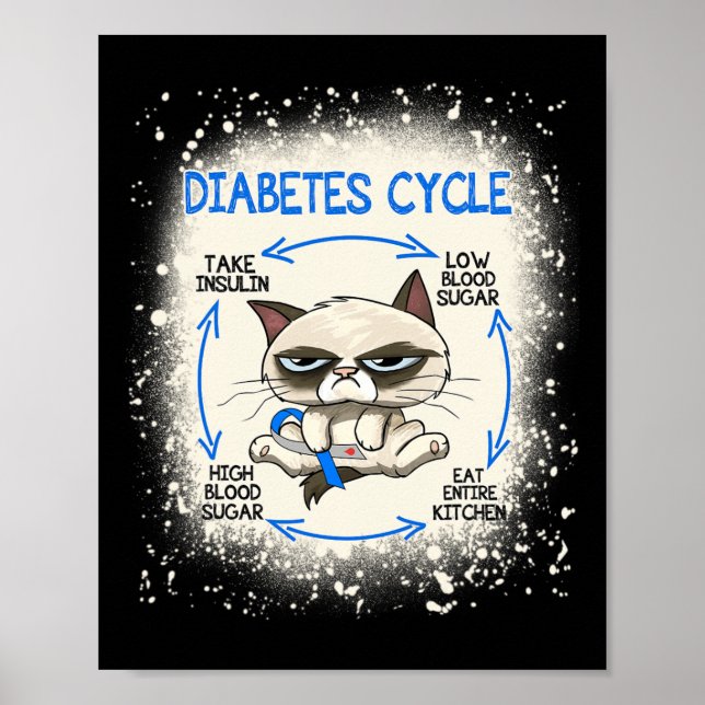Diabetes Zyklus Diabetes Aufklärung Spaß Katze Poster (Vorne)