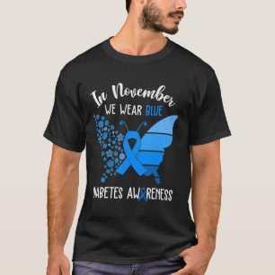 Diabetesbewusstsein im November tragen wir blauen T-Shirt
