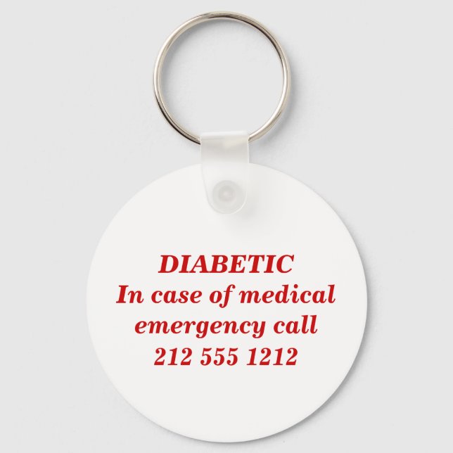 DIABETIC  In case of medical emergency keychain Schlüsselanhänger (Vorderseite)