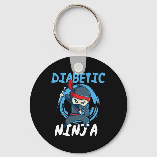 Diabetic Ninja - T1D Blood Sugar Diabetes Awarenes Schlüsselanhänger (Vorderseite)