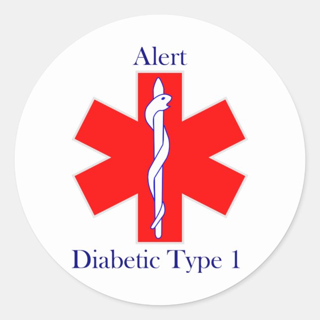 Diabetiker Typ 1 Runder Aufkleber (Vorderseite)