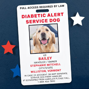Diabetiker-Warndienst-Hund Foto-ID-Ausweis Ausweis