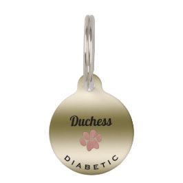 Diabetische medizinische Warnmeldung Paw Print Pho Haustiermarke