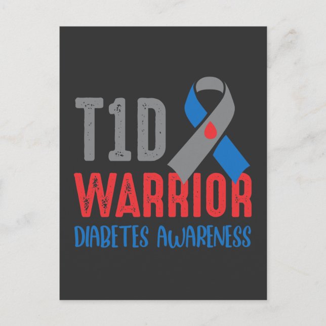 Diabetische T1D Warrior Diabetes Bewusstsein Postkarte (Vorderseite)
