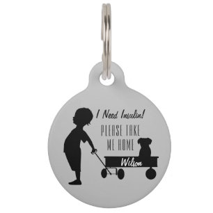 Diabetische Vintage Silhouette Hund & Wagon Grau Haustiermarke