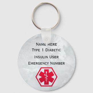 Diabetische Warnhinweise Personalisiert Typ 1 oder Schlüsselanhänger