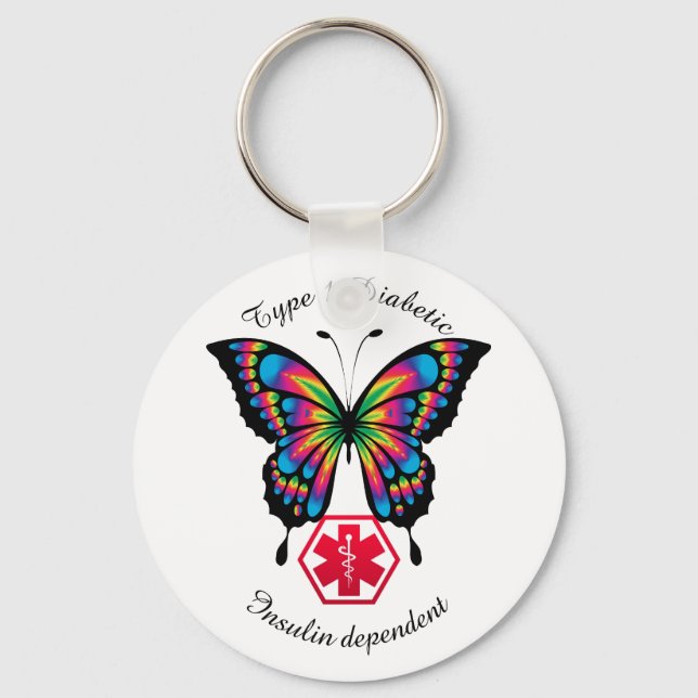 Diabetische Warnhinweise Typ 1 oder 2 Personalisie Schlüsselanhänger (Vorderseite)
