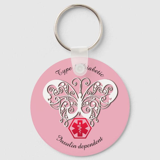 Diabetische Warnhinweise Typ 1 oder 2 Personalisie Schlüsselanhänger (Vorderseite)