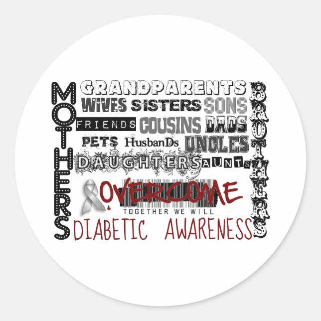 DIABETISCHES Bewusstsein Runder Aufkleber (Vorderseite)