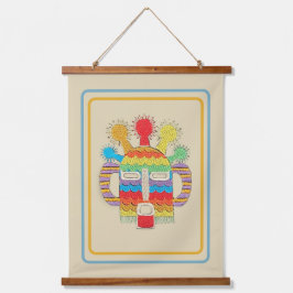 Diablo Huma Mask Tapestry - Beige Hintergrund Wandteppich Mit Holzrahmen