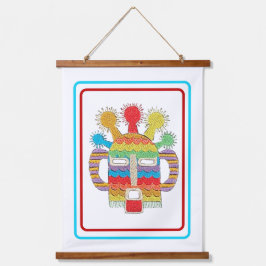 Diablo Huma Mask Tapestry - White Background Wandteppich Mit Holzrahmen