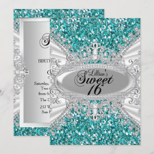 Diadème en diamant paillettes sarcelle Invitation 