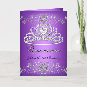 Diadème Paillettes Violet Quinceanera Carte Pliée