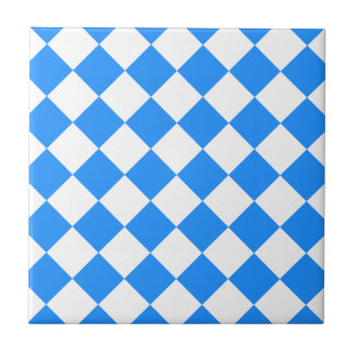Diag kariert - Weiß und Blau Fliese