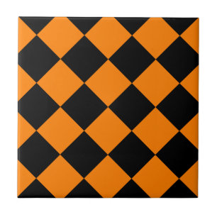 Diag kariertes großes - Schwarzes und Orange Fliese