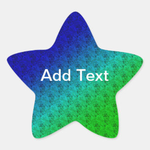 Diag Rainbow Gradient Blumenmuster Blau Grün Stern-Aufkleber