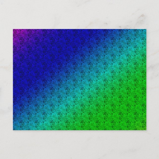 Diag Rainbow Gradient Floral Pattern Blue Green Postkarte (Vorderseite)