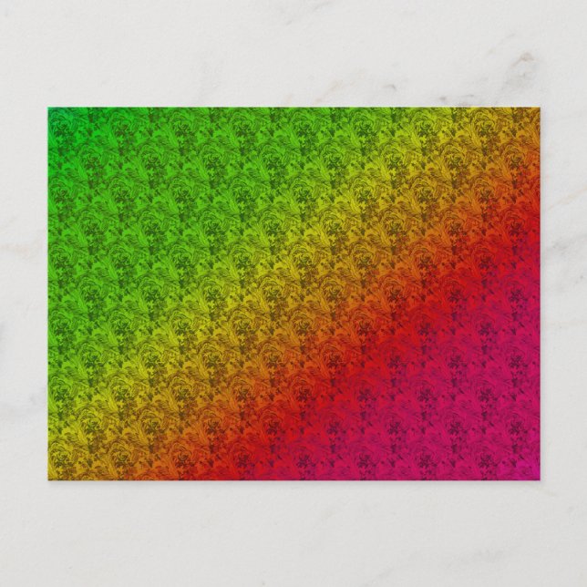 Diag Rainbow Gradient Floral Pattern Red Green Postkarte (Vorderseite)