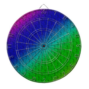 Diag Regenbogen-Verlauf Blumenmuster Blau Grün Dartscheibe