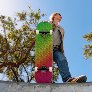 Diag Regenbogenverlauf Blumenmuster Rot Grün Skateboard