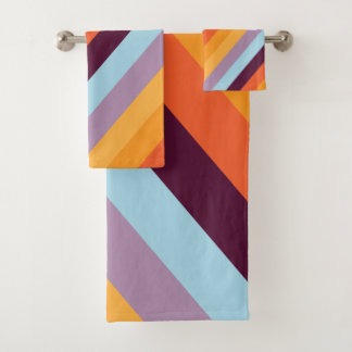 Diagnal Retro Rainbow Badhandtuch Set