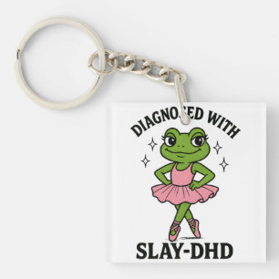 Diagnostizierte Slay-DHD-Frosch-Ballerina-ADHS Schlüsselanhänger