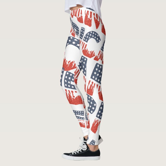 Diagonal AMERICA Pattern Leggings für 4. Juli (Links)