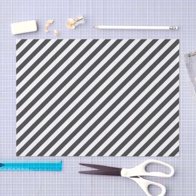 Diagonal black and white stripes  pattern seidenpapier (Handwerk)