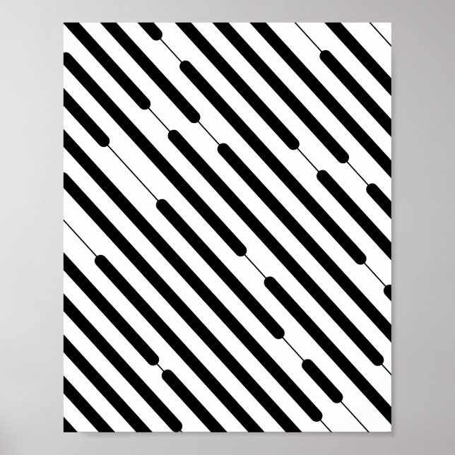 Diagonal Black Hash Lines Poster (Vorne)