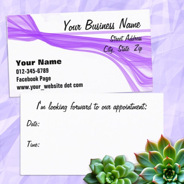 Diagonal-Blähungen Terminkarte (business and appointment card front and back)