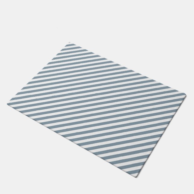 Diagonal blue and white stripes pattern fußmatte (Schrägansicht)