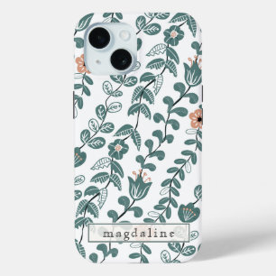 Diagonal Botanischer Aquamariner Name Muster Case-Mate iPhone Hülle