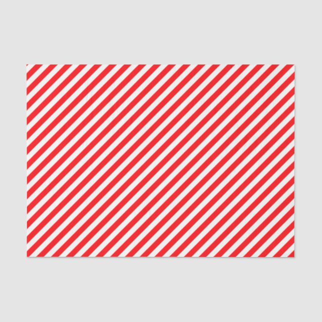 Diagonal Candy Cane Stripes-Christmas Red & White Seidenpapier (Vorderseite)