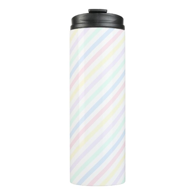 Diagonal Candy Stripe Vintages Muster Thermosbecher (Vorderseite)