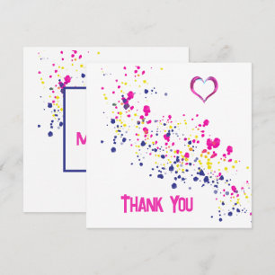 Diagonal Confetti Pink-Yellow-Blue-Design Dankeskarte